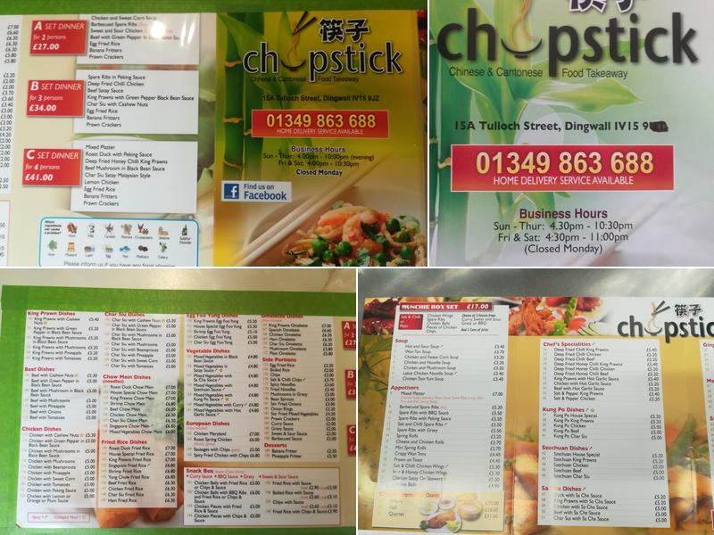 Chopstick Menu
