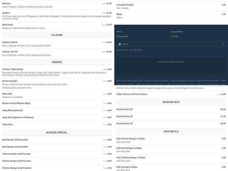Khan Tandoori muir of Ord Inverness Menu