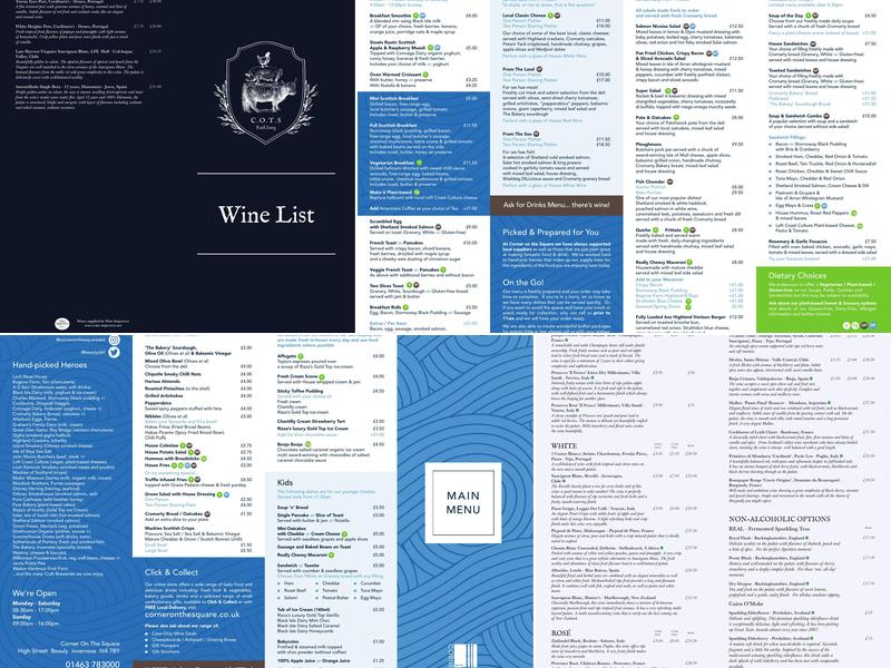 Corner on the Square Menu