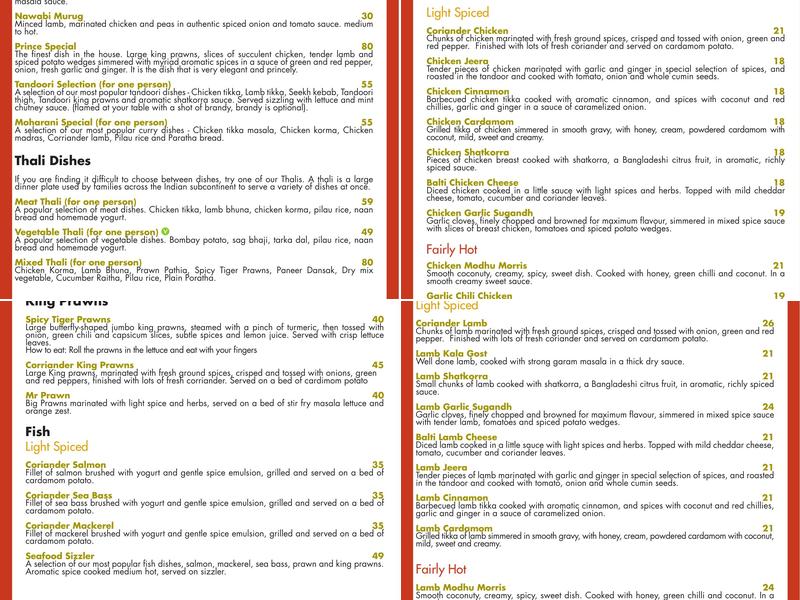 Truro Tandoori indian restaurant & takeaway Menu