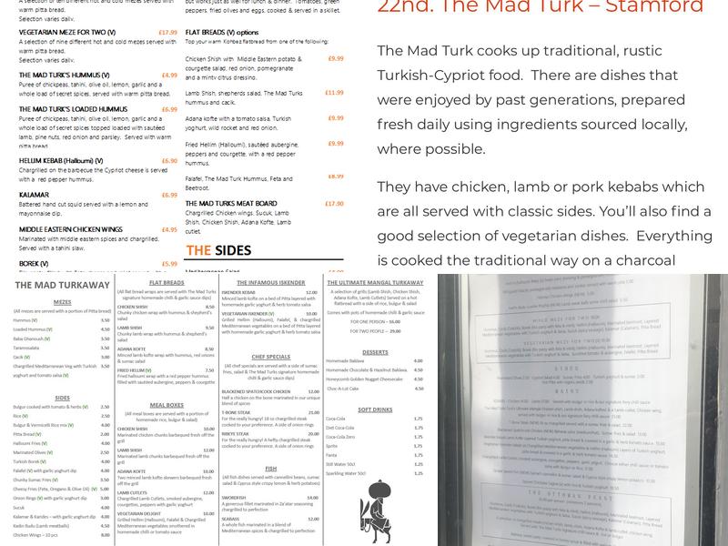 The Mad Turk Menu