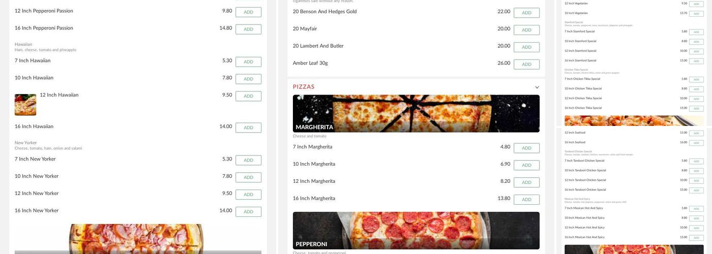 Stamford Kebab & Pizza House Menu