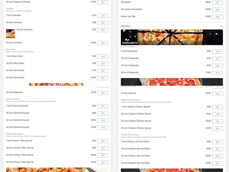 Stamford Kebab & Pizza House Menu