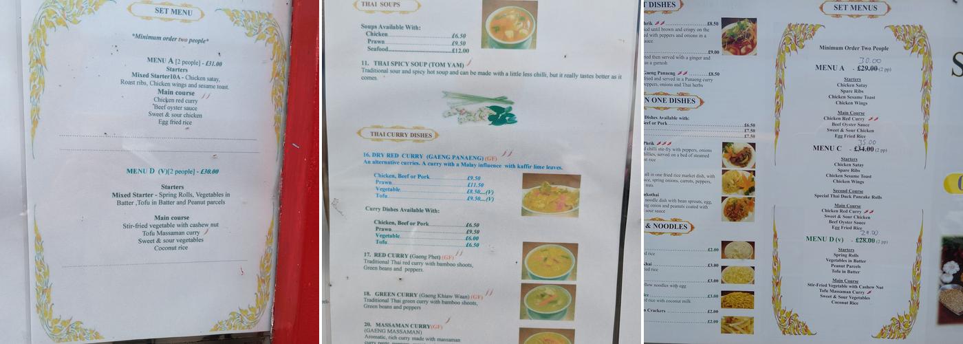 Sukothai Menu