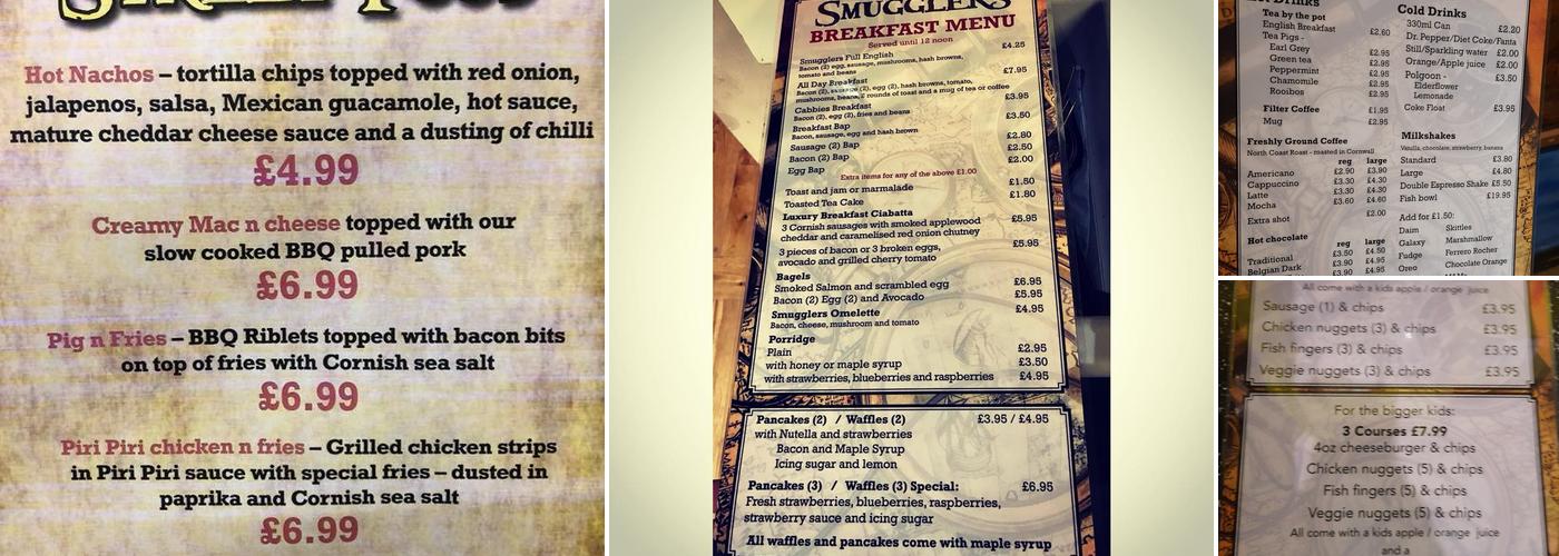 Smugglers Den Menu