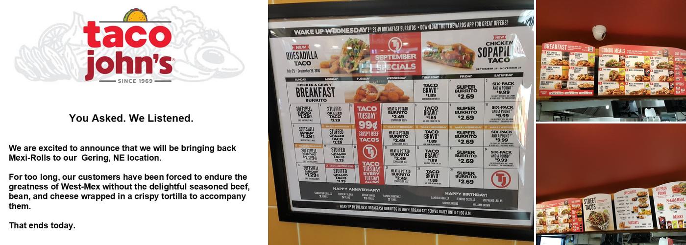 Taco John's Menu