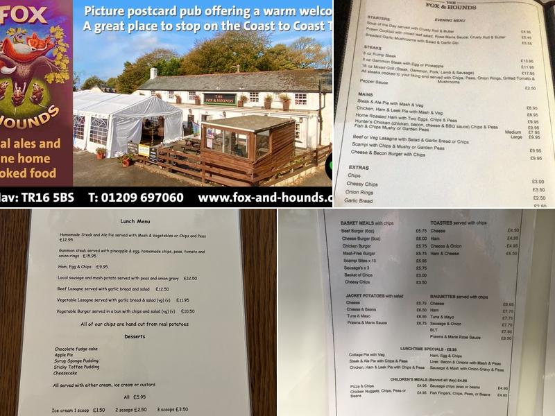 Fox & Hounds Inn Menu