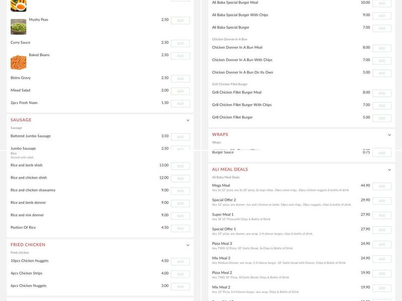 Ali baba Fish&chips Menu