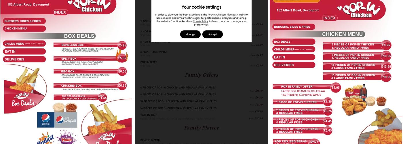 Pop-In Chicken Menu