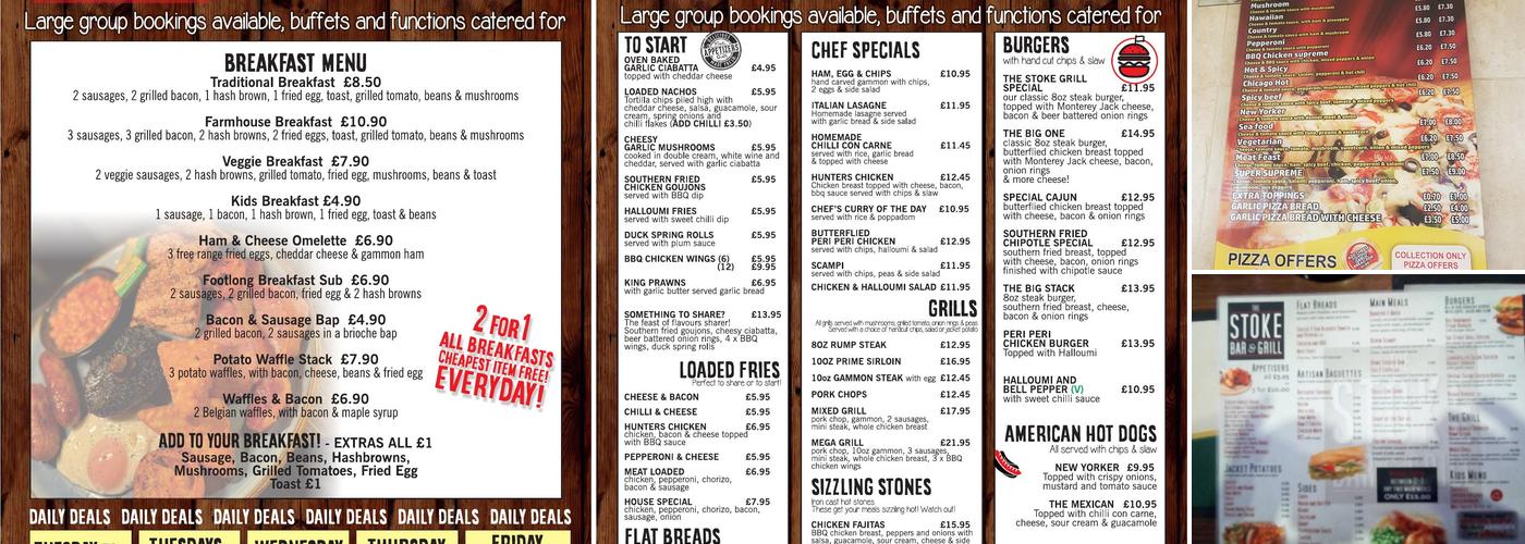 Stoke Bar & Grill Menu