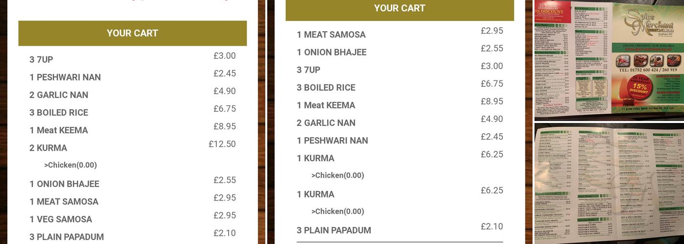 Spice Merchant Menu