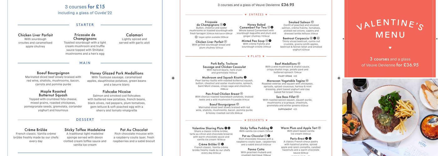 Bistrot Pierre Menu