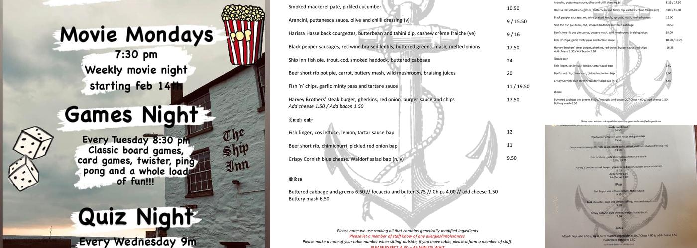 The Ship Inn Menu