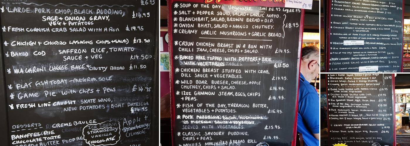 The Halzephron Inn Menu