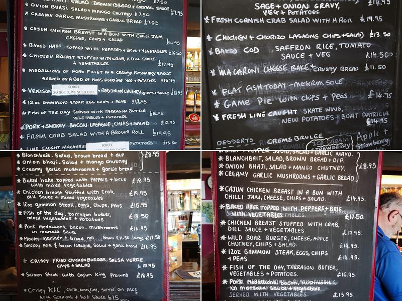 The Halzephron Inn Menu