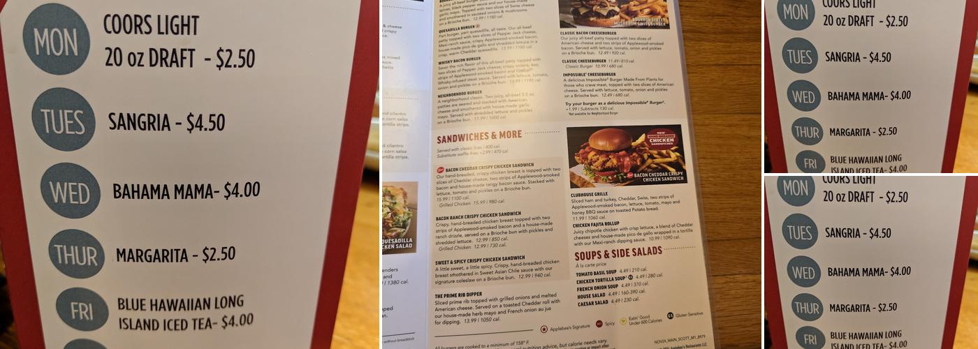 Applebee's Grill + Bar Menu