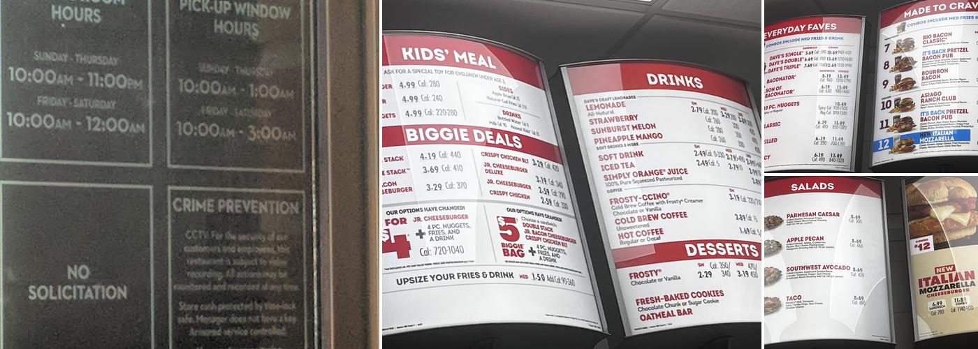 Wendy's Menu