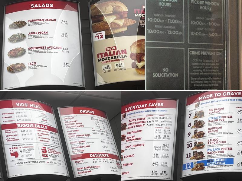 Wendy's Menu