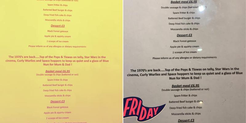 The Galleon Inn Menu