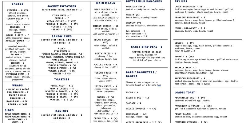 The Bayleaf Cafe & Bar Menu