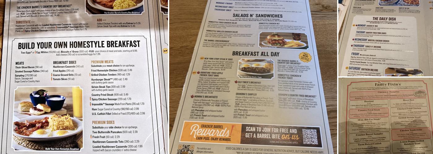 Cracker Barrel Old Country Store Menu