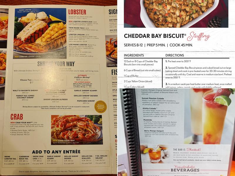 Red Lobster Menu