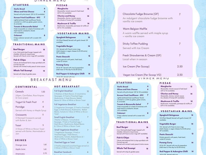 Unison Croyde Bay Holiday Resort Menu