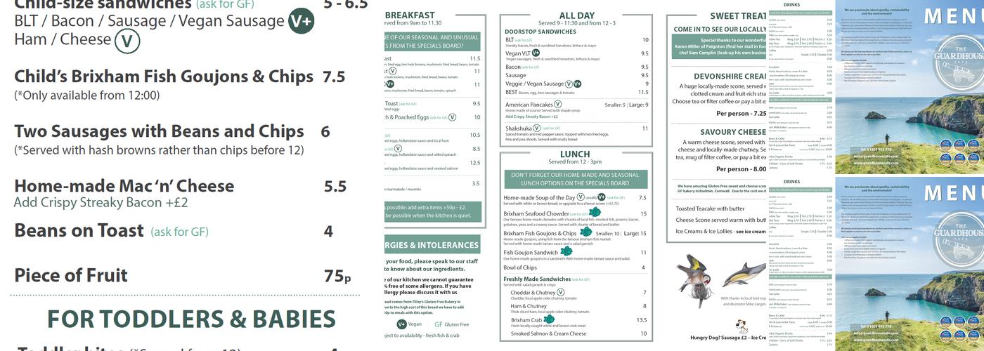 The Guardhouse Cafe Menu