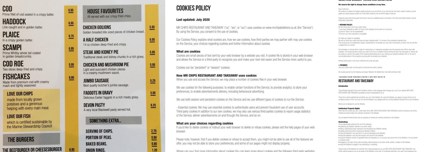 Mr Chips Menu