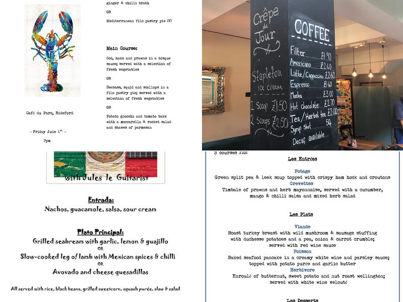 Cafe Du Parc Menu
