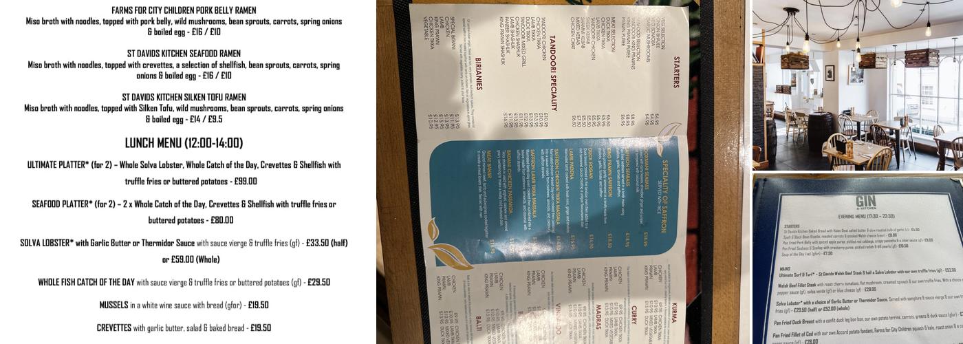 St Davids Gin & Kitchen Menu