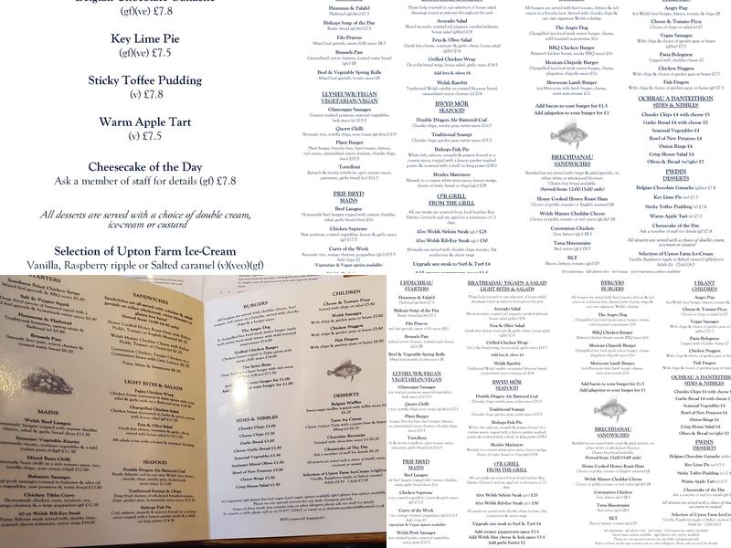 The Bishops Menu