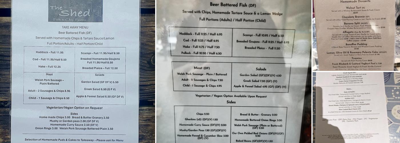 The Shed Fish & Chip Bistro Menu