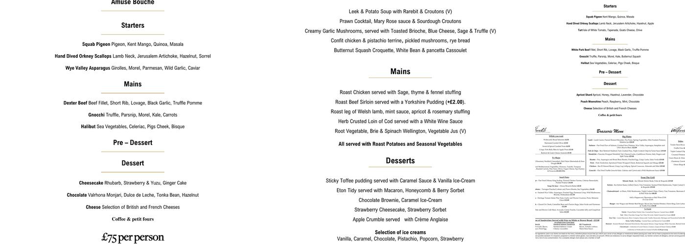 Wolfscastle Country Hotel Menu