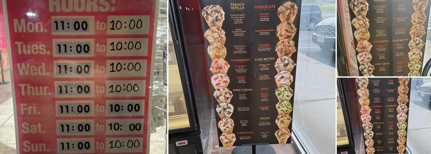 Cold Stone Creamery Menu