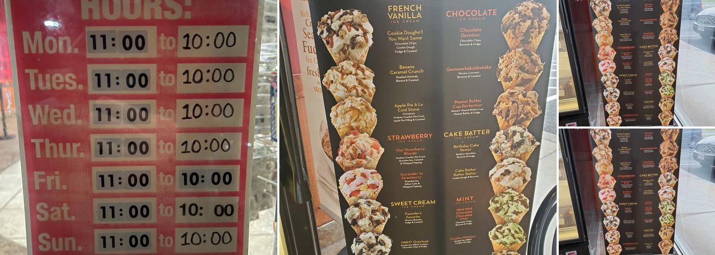 Cold Stone Creamery Menu