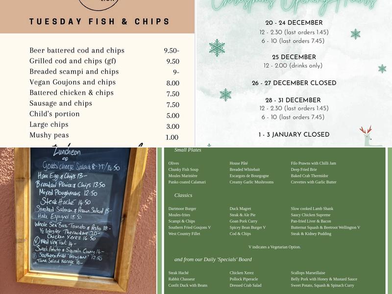 The Golden Lion Menu