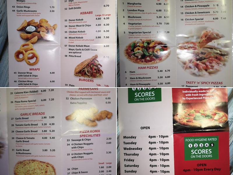 Pizza Roma Menu