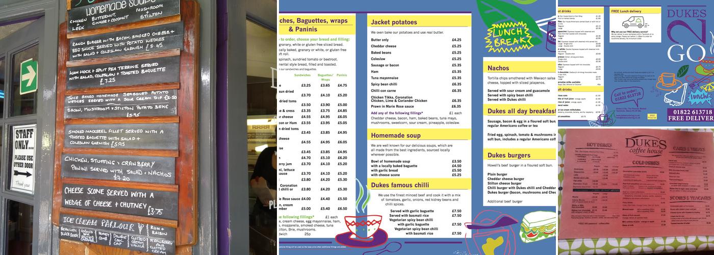 Dukes Coffee House Menu