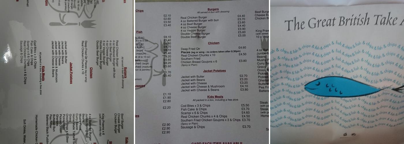 The Famous Chippie Menu
