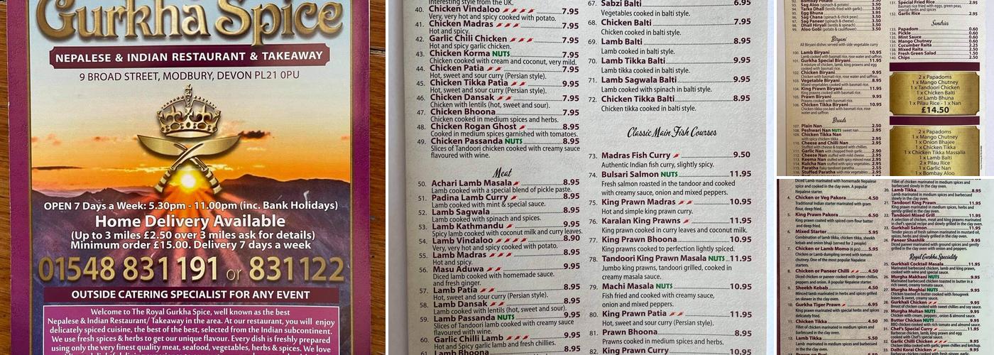 The Royal Gurkha Spice Menu