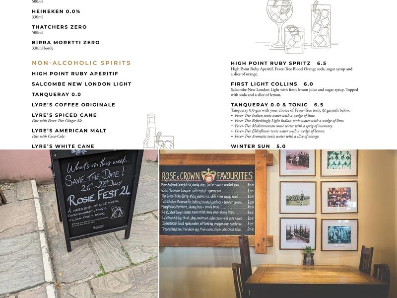 Rose & Crown, Yealmpton Menu