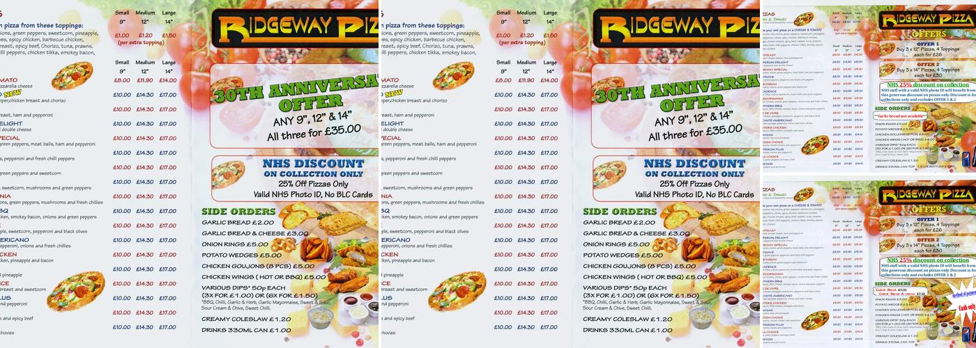 Ridgeway Pizza Menu