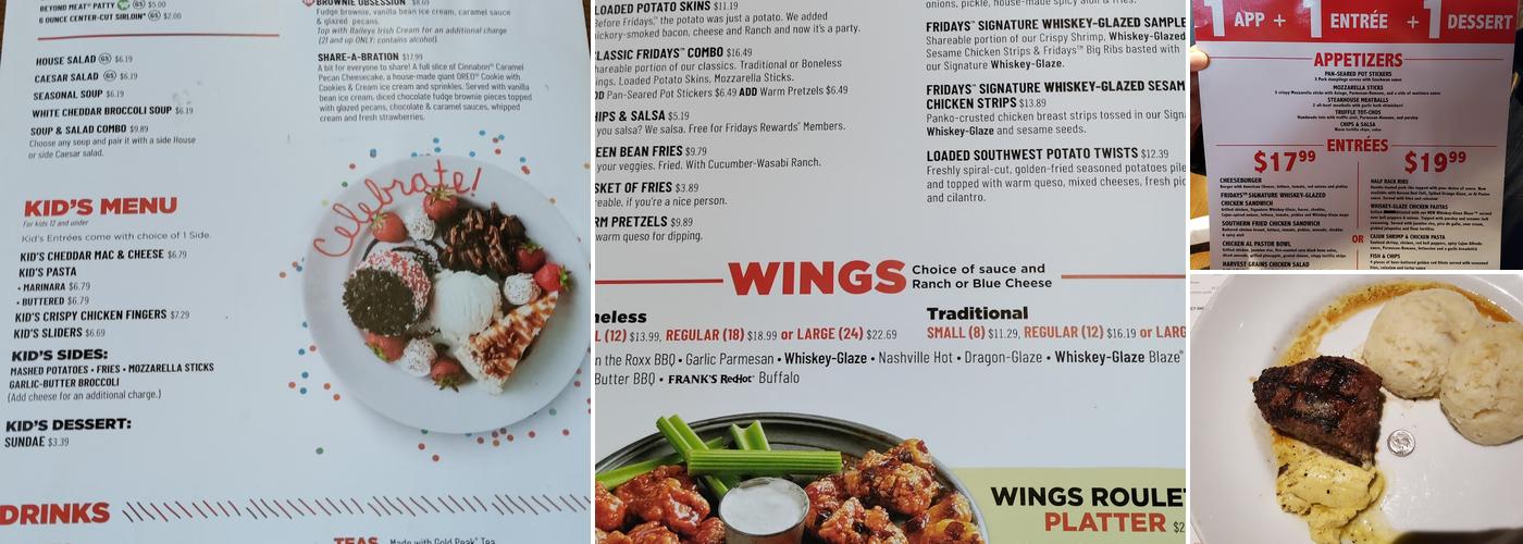 TGI Fridays Menu