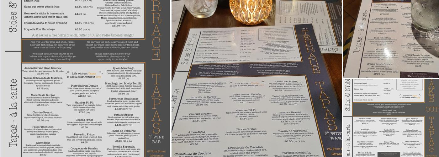 The Terrace Tapas and Wine Bar Menu