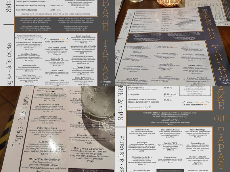 The Terrace Tapas and Wine Bar Menu