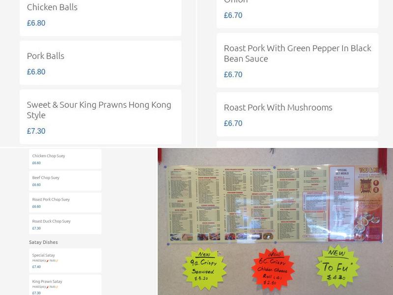 You & Me Chinese Takeaway Menu