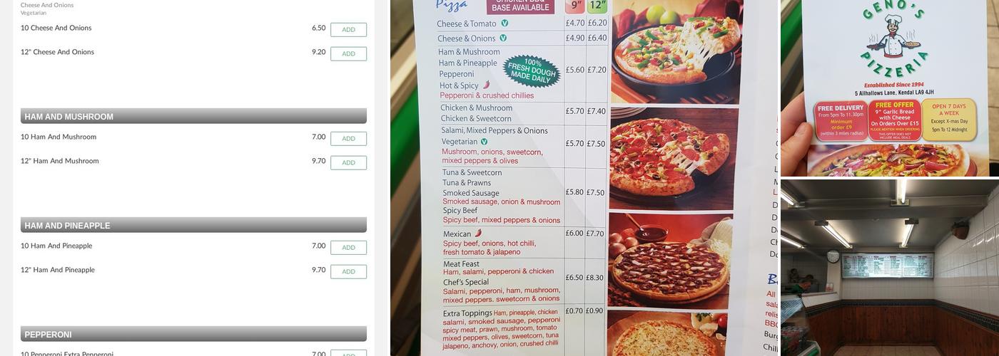 Geno's Pizzeria Menu