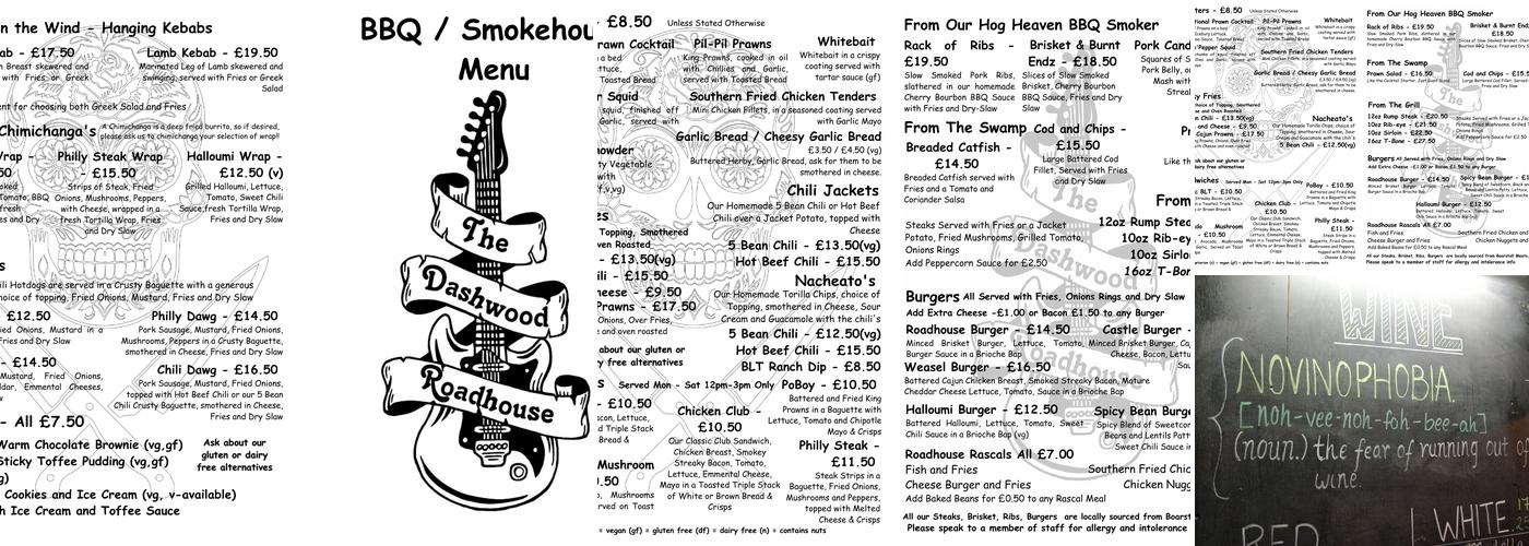 The Dashwood Roadhouse Menu
