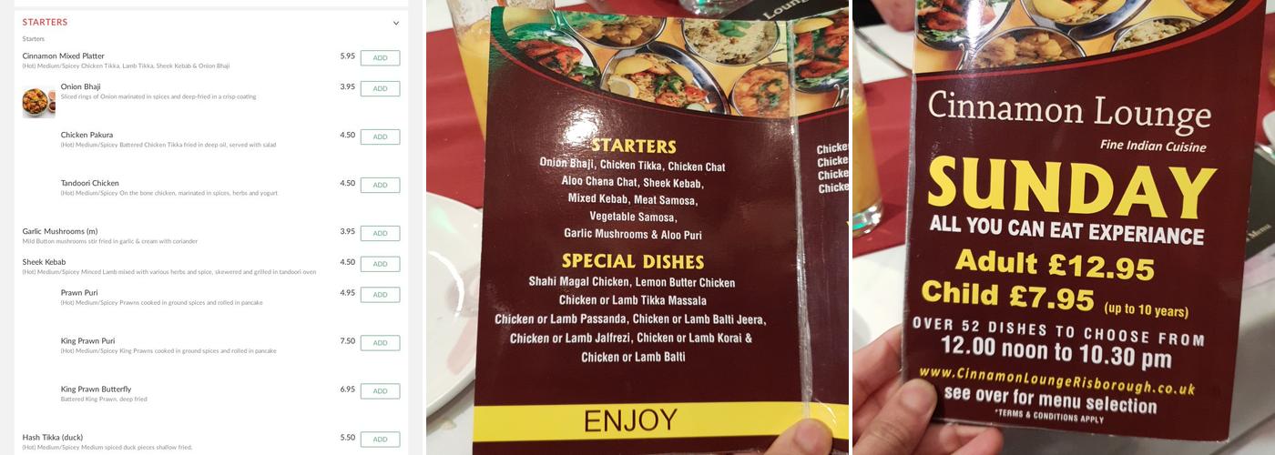 Cinnamon Lounge Menu